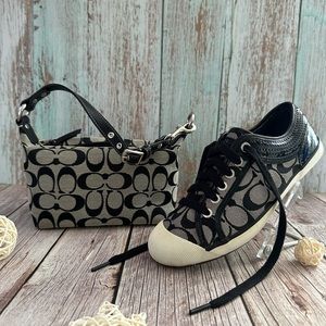 🔸 COACH Women’s Black Printed Sneakers & Mini Shoulder Bag 🔹